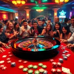 Experience the thrill at RR88 casino with diverse gamers at a lively roulette table.
