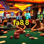 Experience the thrill of fa88 casino with players engaging at immersive poker tables.