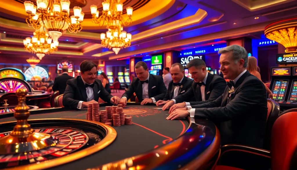 Players at a high-stakes poker table enjoying the thrilling experience at https://98win68.city/ as the lights sparkle around them.