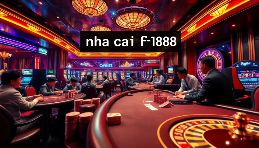 Experience the thrill of nha cai f168 with players at a high-stakes poker table in a luxury casino.