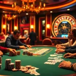 Players enjoy thrilling poker at jogoluck Casino amidst a vibrant gambling atmosphere.