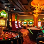 Experience the thrilling i1dompet casino environment with vibrant games and engaging players enjoying online betting.