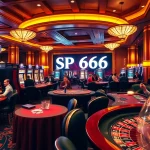 Experience the excitement of SP666 at our luxurious casino with vibrant tables and lively players, embodying the thrill of winning.