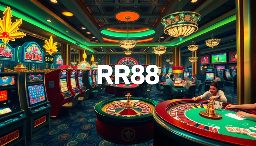 Players engaging with exciting casino games at RR88, where fun meets fortune in a luxurious environment.