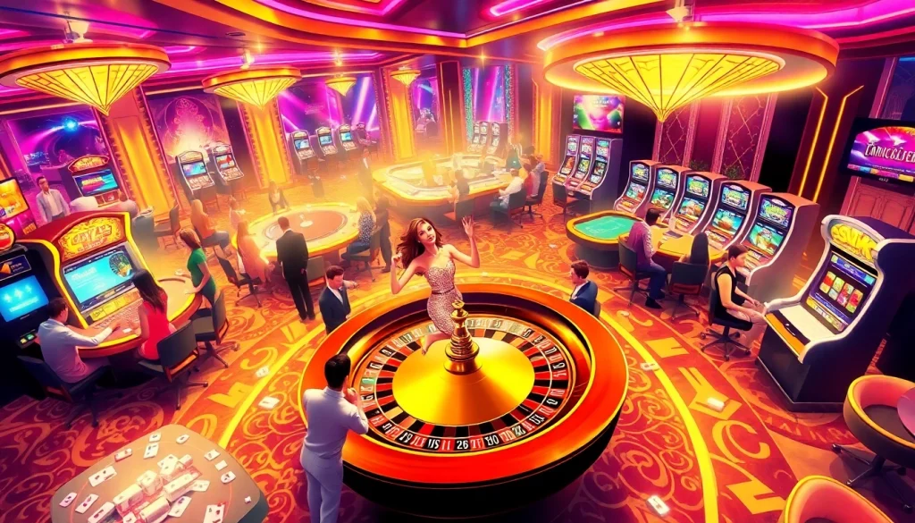Experience the thrill of gambling at https://rr88.com.se/ with lively poker and roulette tables in a luxurious casino setting.