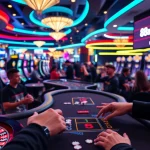 Experience the excitement at https://88aavega.com/ with hands placing bets at a lively casino blackjack table.