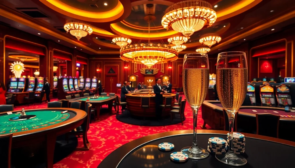 RR88 casino scene showcasing vibrant tables, exciting games, and festive atmosphere.