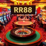 Players enjoying games at the RR88 casino, showcasing vibrant roulette and slot machines.