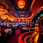 Experience the excitement at AAAJILI Casino with players engaging at poker tables and slot machines.
