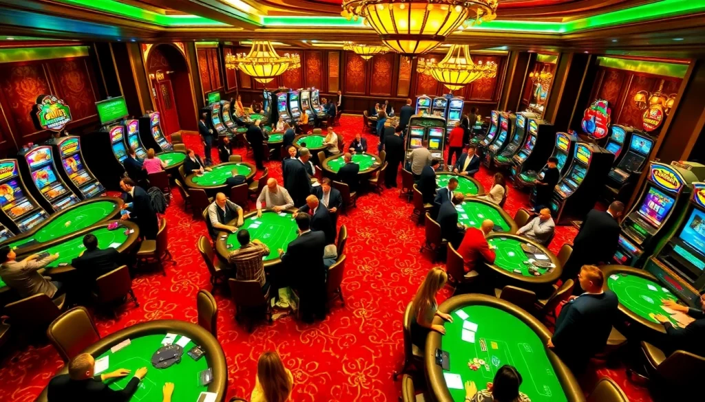 Exciting gameplay at mm88pro.cn.com, with players engaged in vibrant action at casino tables filled with poker chips, cards, and more.