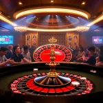 RR88 logo illuminated at an exciting roulette game featuring players and vibrant colors.