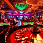 Experience the thrill at https://88aavega.com/: a vibrant casino scene showcasing players at roulette with chips, dice, and winning smiles.