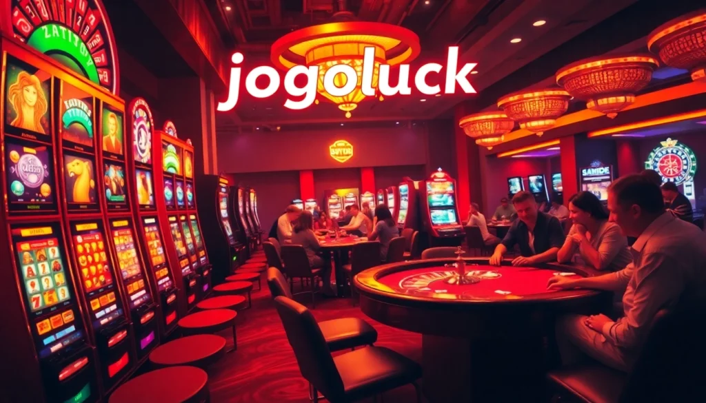 Jogoluck showcases players enjoying thrilling casino games at vibrant tables.