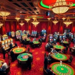 Experience the thrill of gambling at RR88's bustling casino, featuring colorful slot machines and lively poker tables.
