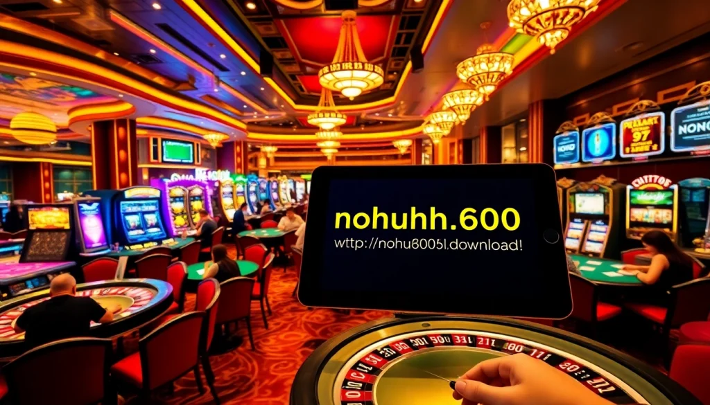 Enjoy thrilling gameplay at https://nohu90.download/ with vibrant casino settings showcasing roulette, poker, and slots.