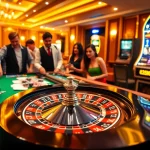 TOBET88's lively casino scene with players at a roulette table, filled with excitement and thrilling bets.