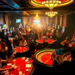 Experience the thrill of gambling at https://rr88.com.se/, highlighting players at poker tables and dynamic slot machines.