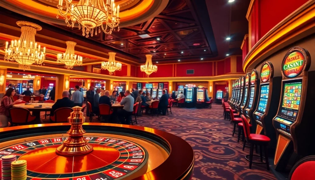 Experience the thrills at https://rr88.com.se/ with players at a lively casino table under sparkling lights.