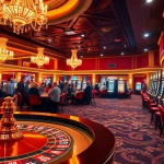 Experience the thrills at https://rr88.com.se/ with players at a lively casino table under sparkling lights.