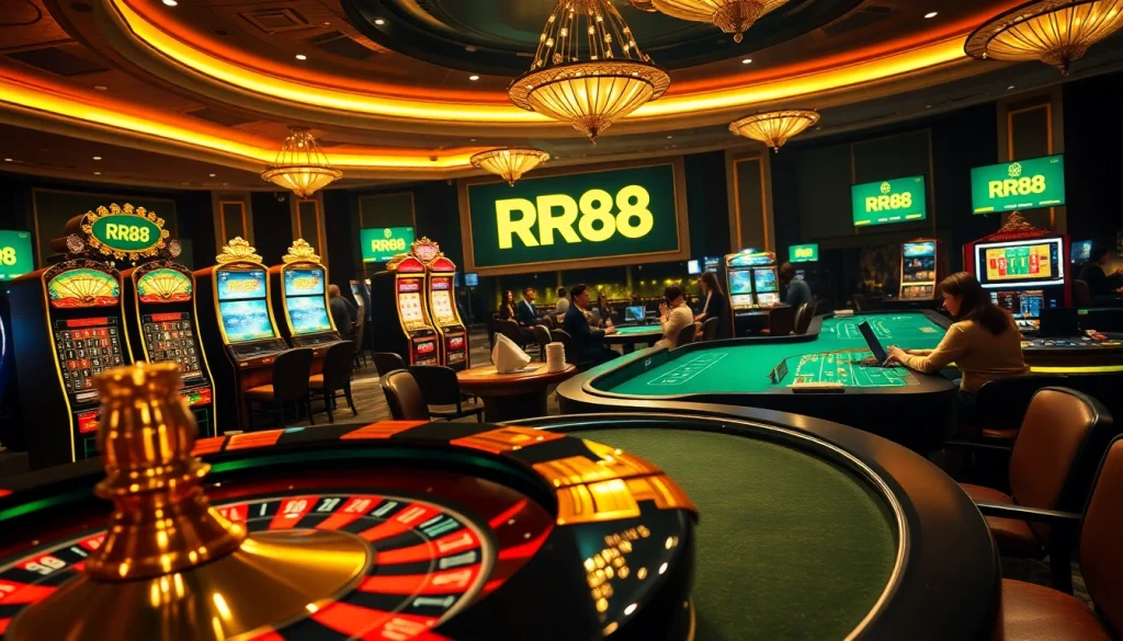 Experience the thrilling RR88 casino atmosphere with vibrant tables, thrilling gameplay, and passionate players.