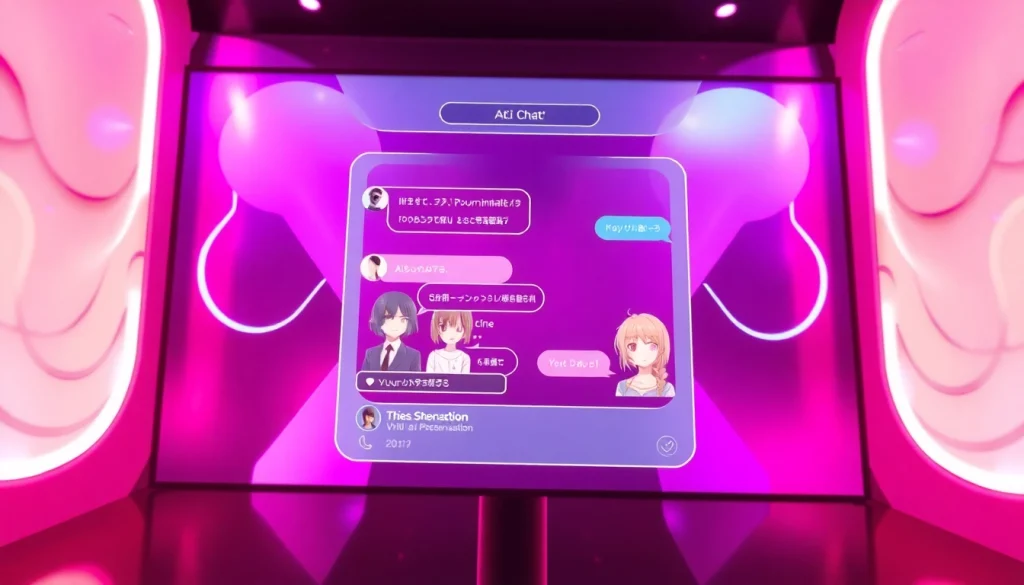 Porn AI chat interface with vibrant characters and a modern digital aesthetic.