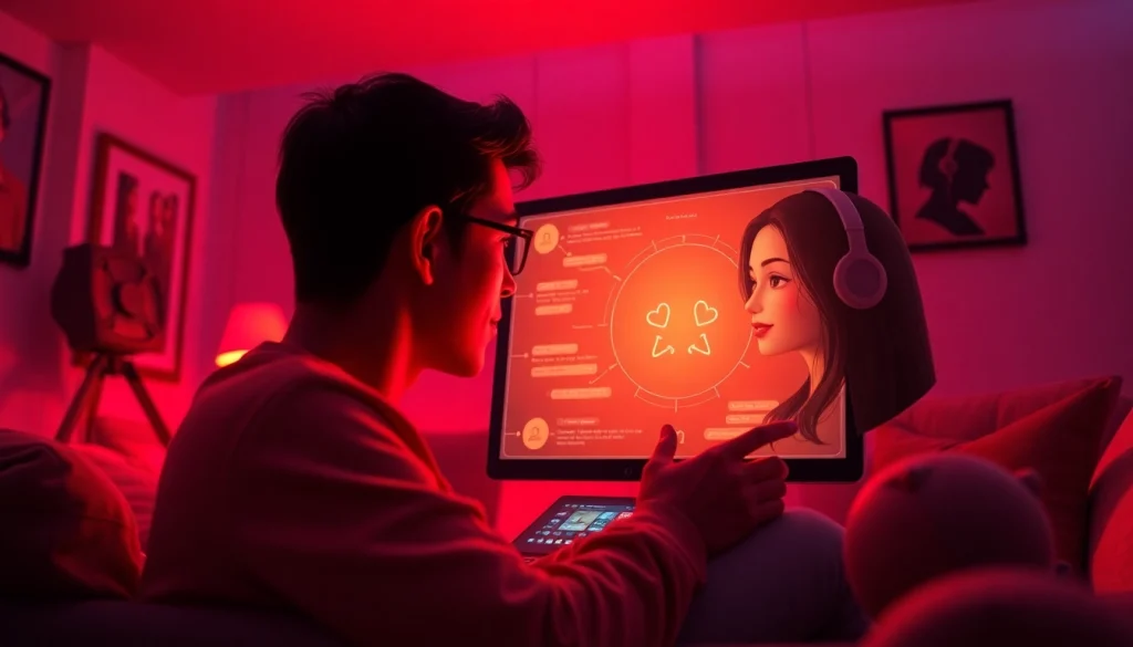 Engaging in porn ai chat with a lifelike AI character in a cozy digital room.