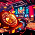Experience thrilling gameplay at bj88win.live with an immersive virtual casino scene featuring roulette, chips, and vibrant animations.